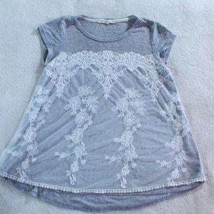 REWIND Grey Lace Top / Size Small